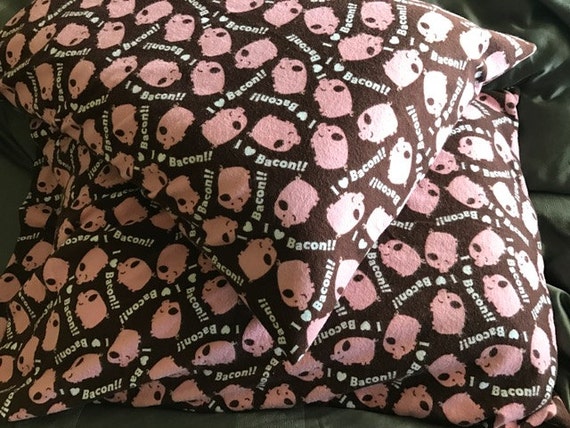 Handmade I Love Bacon Pillow Case Brown And Pink Pig Animal Etsy