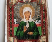 das Symbol des Heiligen Matrona von Moskau, bestickt mit Perlen, ohne Rahmen