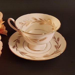 Vintage Shelley Golden Harvest 13685 Gainsborough Shape Footed Teacup and Saucer
