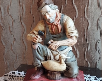 Vintage Lionstone Sculptured Porcelain Whiskey Decanter, The Woodworker, European Workers Series