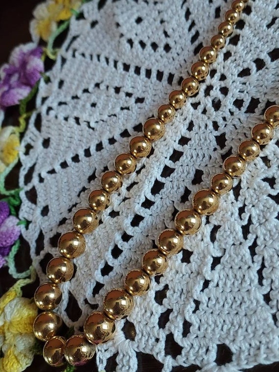 Vintage Monet Graduated Gold Tone Beaded Necklace - image 1