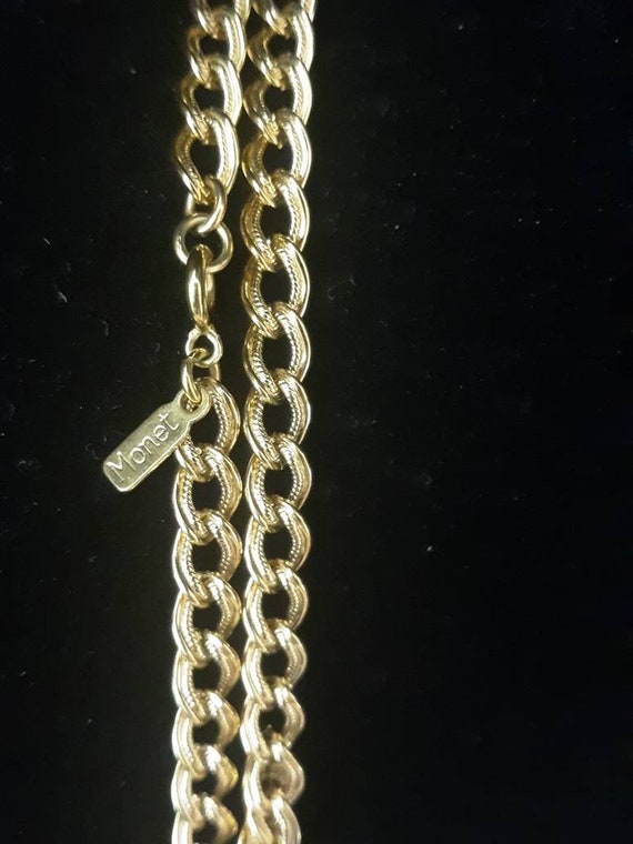 Vintage Monet Goldtone Braided Curb Chain Necklace - image 2