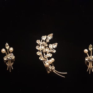 Vintage Carl Art Company Sterling and Pearl Brooch and Matching Earrings Set