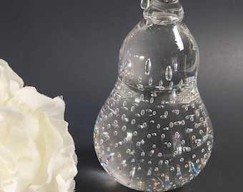 Controlled Bubble Clear Glass Pear Shaped Paperweight
