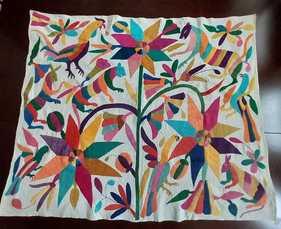 Vintage Otomi Wall Art Embroider Decor Otomi Embroidery Tenangos 34 X 28 Etsy Canada
