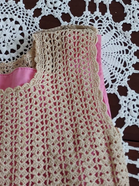 Vintage 1940's Girls' Crocheted Ecru Jumper Dress… - image 7