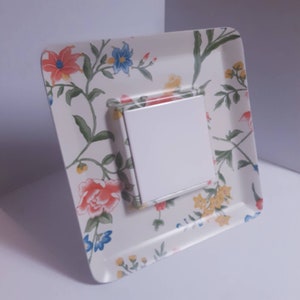 Vintage Large Square Melamine Floral Appetizer, Cheese Serving Tray