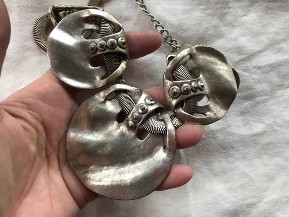 Brutalist Silvertone Necklace -- 09/19 - 05