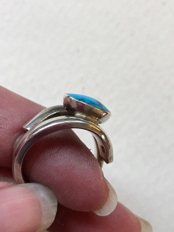 Modernist Turquoise Sterling Ring - 05/19-78 - image 4