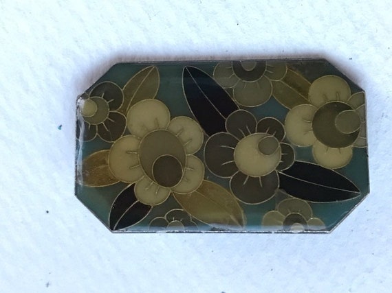 Art Deco Style Green Enamel Flower Pin -- 01/19-94 - image 6