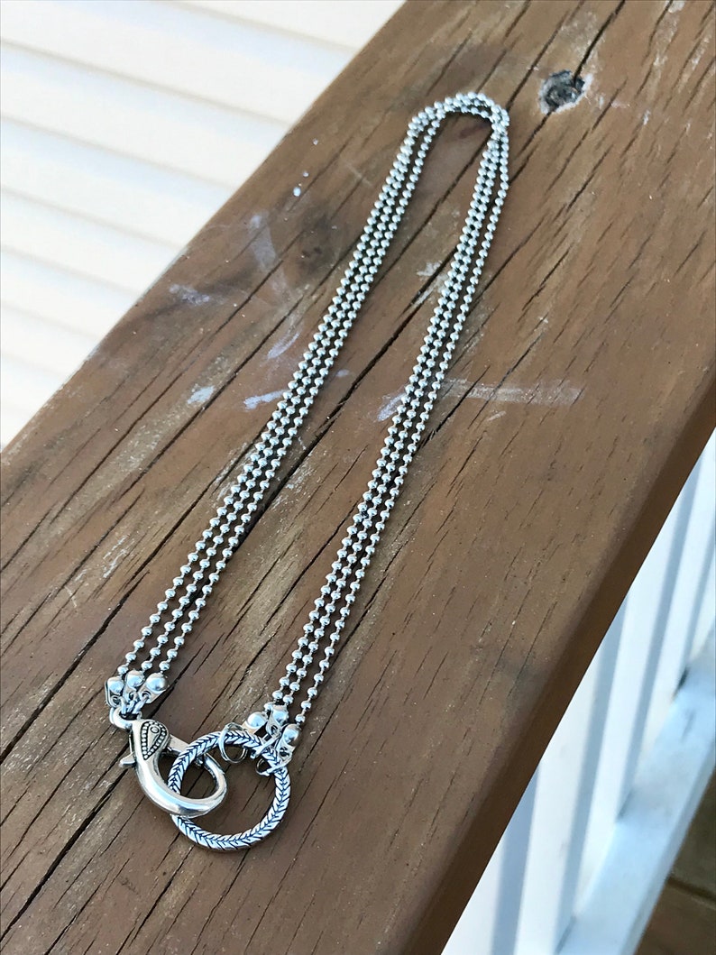 Ball Chain Choker Lanyard Clasp Necklace Three Strand Silver Etsy