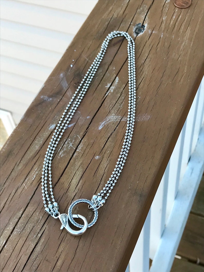 Ball Chain Choker Lanyard Clasp Necklace Three Strand Silver | Etsy