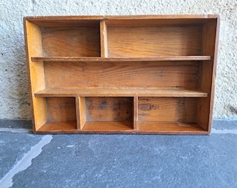 Bandeja de cubiertos para cubiertos, bandeja para cartas, organizador de escritorio de madera, almacenamiento de cocina, exhibición de recuerdos del tesoro, antigüedad vintage francesa, caja dividida