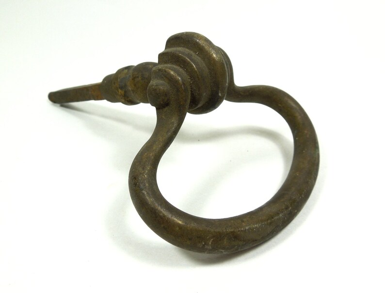 French Vintage Antique Cabinet Handle Heavy Brass Front Door Handle Knob handle oak Early 1900s barn industrial finish knobs large
