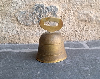 Vintage brass Bell, Rustic Cow Bell, Hand Forged Bell, Primitive Bells, French Farmhouse, Old Rusty Bell, Windchime Bell, Large Goat Bell