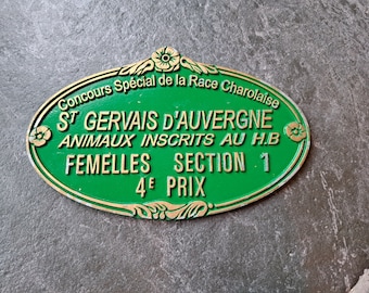 Médailles d'exposition de vaches françaises, plaque d'enseigne de compétition de vaches fermières, antiquité, concours d'enseignes de trophée de prix, objet de collection, vintage industriel rustique