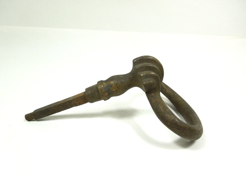 French Vintage Antique Cabinet Handle Heavy Brass Front Door Handle Knob handle oak Early 1900s barn industrial finish knobs large