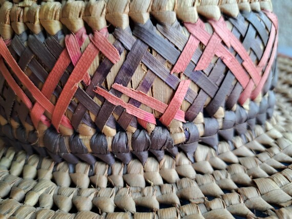 Antique solid Straw Wicker Fedora Hat, French Vin… - image 3