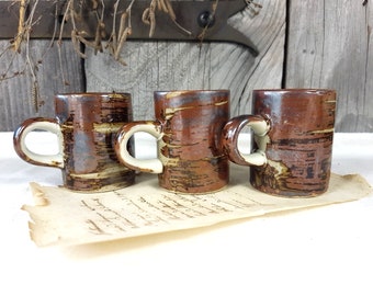 Set of 3 ceramic espresso cups, coffee cups, coffee mug, French Vintage, earthenware, handmade, French Vintage, rustic pottery