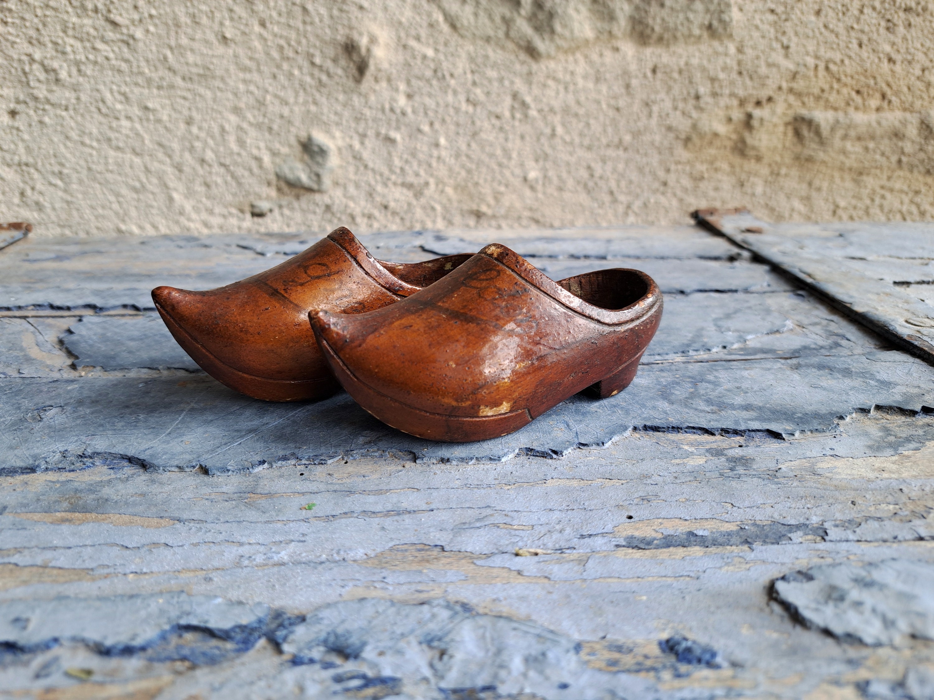 Set 2 Small Wooden Shoes French Vintage Antique Clogs Hand Carved Decorated by Hand Kids Farmer Shoes Collection Wall Hanging Etsy