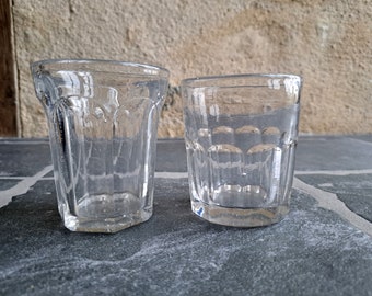 2 verres anciens pot de confiture, cuisine française vintage, verre brut transparent avec bulles d'air, pot de conservation de collection traditionnel utilisable