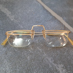 Eyeglasses with gold frame, Gold or gold plated?, French vintage Eye mens glasses, Eyewear for him office theatre costume collectible