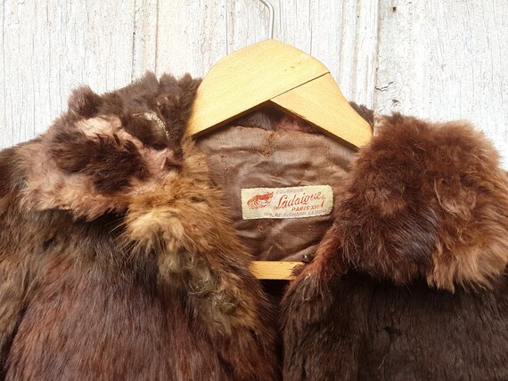 Child Fur Coat, French antique coat, leather kids… - image 5