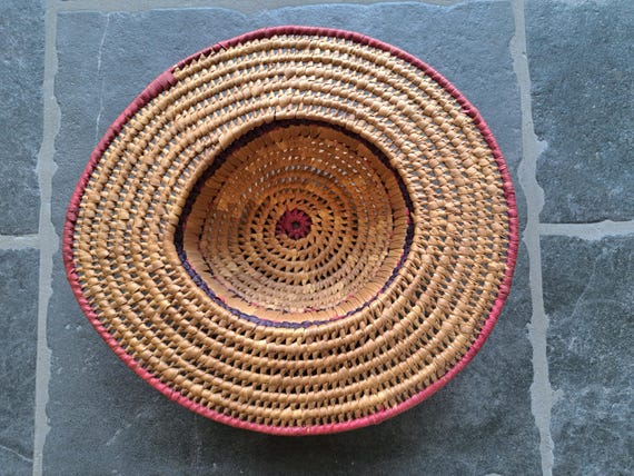 Antique solid Straw Wicker Fedora Hat, French Vin… - image 10