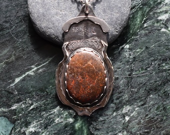 Fossilized Dinosaur Bone Silver Pendant Necklace