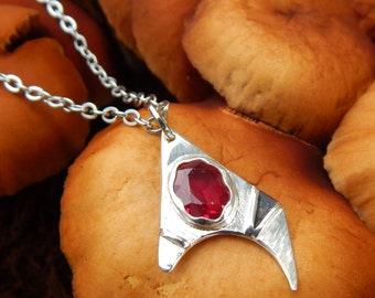 Ruby & Silver Pendant - Atomic Form