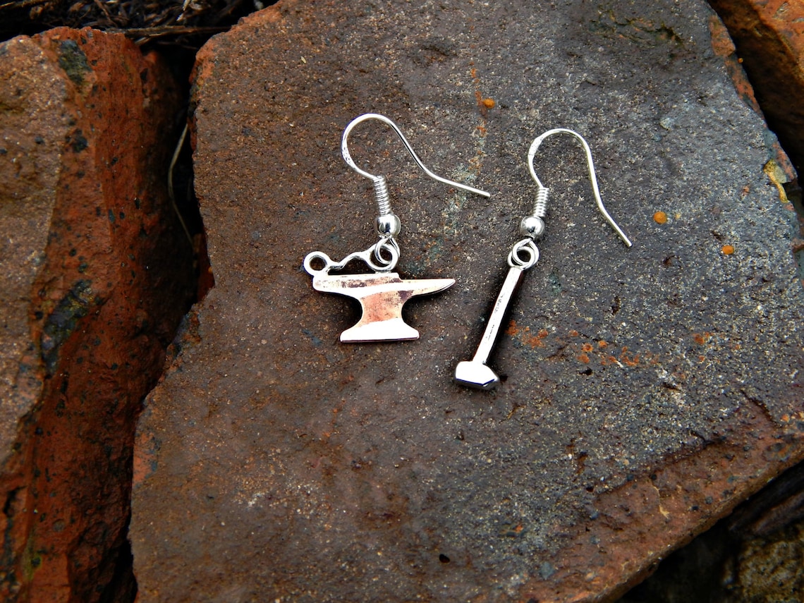 tiny anvil earrings