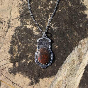 Fossilized Dinosaur Bone Silver Pendant Necklace image 5