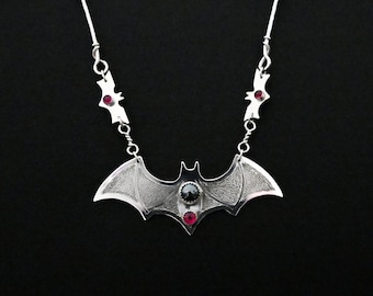Flying Bat Necklace Sterling Silver