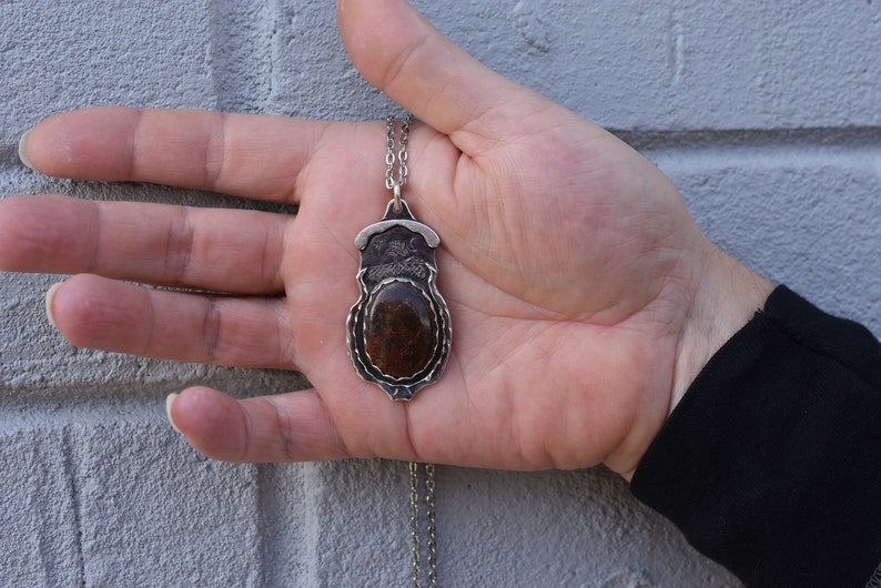 Fossilized Dinosaur Bone Silver Pendant Necklace image 3