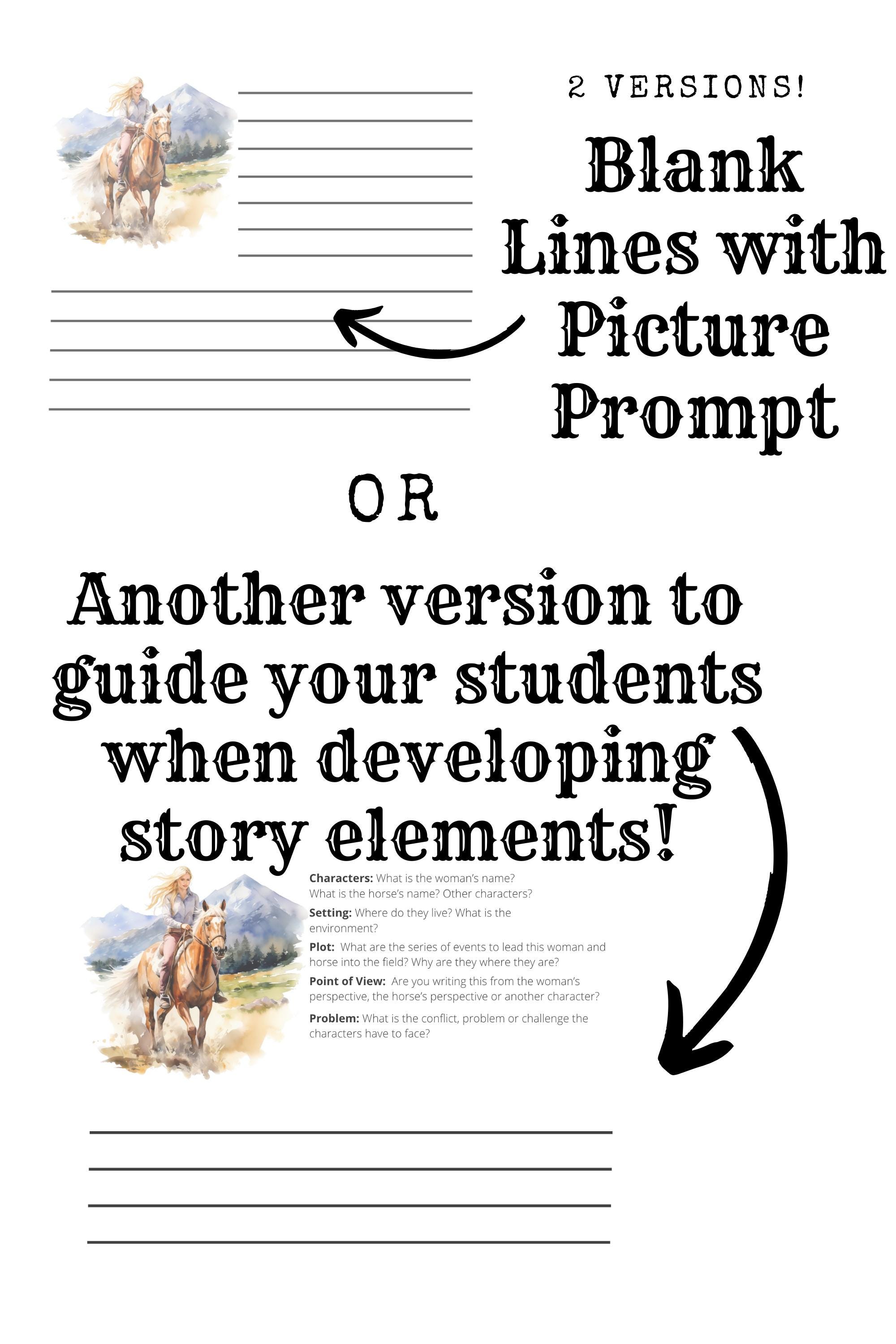 Complete Picture Description Without Questions Picture Writing Prompts With and Without Questions to Help Students ...