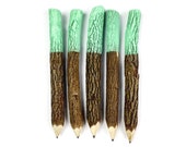 Twig Pencils (x5) // Scandi Style, Wedding Favours, Rustic Home Decor, Writing Gift, Nordic, Party Bag Fillers // Mint Green Dipped