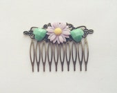 Petite Bronze Antique Effect Floral Comb