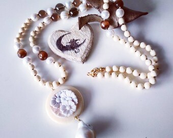 Cameo necklace and stones