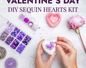 DIY Sequin Hearts Valentine's Day Craft Kit for Kids | Valentine's Day Decor | Kids Crafting Kits | Valentines Day Gifts for girls