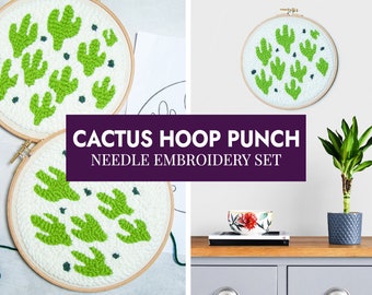 CACTUS Hoop Punch DIY Needle Embroidery Kit Set| Needle Point Craft Set | Texas Home Decor | Western DIY Wall Decor | Arizona Home Crafts