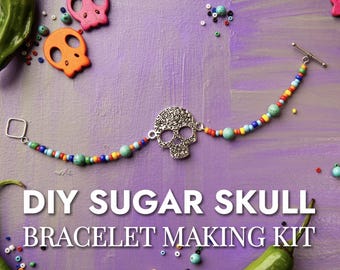 DIY Sugar Skull Bracelet Making Kit | Halloween Bracelet | Dia De Los Muertos Jewelry | DIY jewelry making kit | sugar skulls jewelry