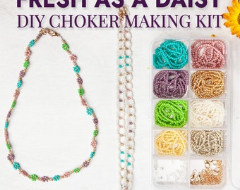 Fresh as a Daisy Choker Necklace Kit for Girls | Do it Yourself Girls Friendship Jewelry | Flower Choker | Beaded Choker | Gifts for girls