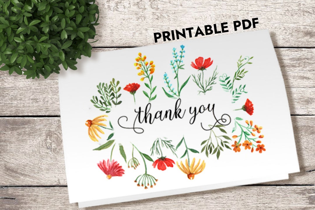 Printable Floral Thank You Cards With 2 Design Options Digital ...