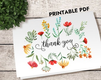 Printable Floral Thank You Cards with 2 Design Options | Digital Appreciation E-Cards | Easy to Print Digital Thank You Note Templates
