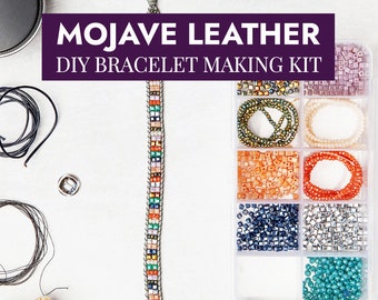 DIY LEATHER BRACELET Mojave Colored Beads | Diy Jewlery Making Kit | South West Bracelet Colorful Beaded Pattern | Leather Cord Bracelet