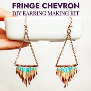Fringe Chevron DIY Earring Making Kit | Turquoise and Copper Earrings | Jewelry Making Kit | Southwest jewelry | gifts for mom