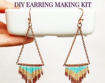 Fringe Chevron DIY Earring Making Kit | Turquoise and Copper Earrings | Jewelry Making Kit | Southwest jewelry | gifts for mom