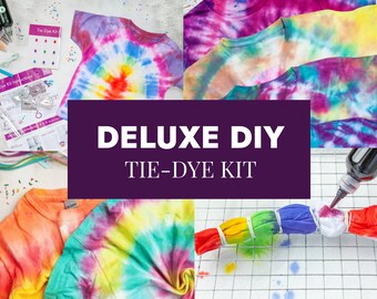 DIY Tie Dye Kit with Supplies and Instructions | Deluxe Tie-Dye Craft Party Kit | DIY Fabric Dye Kits | Tie Dye Set for Adults or Kids