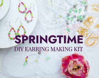 DIY Springtime Earring Making Kit | Easter Earrings | Girls Birthday Party Favors | Girls Craft Activity | Creative Gifts for girls