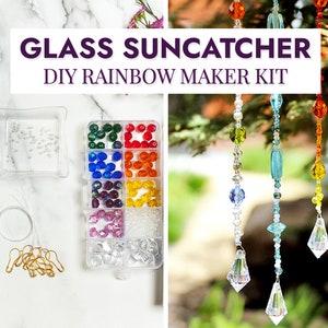 May include: A DIY rainbow maker kit with glass beads and a crystal suncatcher. The kit includes a variety of colored beads, a crystal suncatcher, and a string to make a suncatcher.